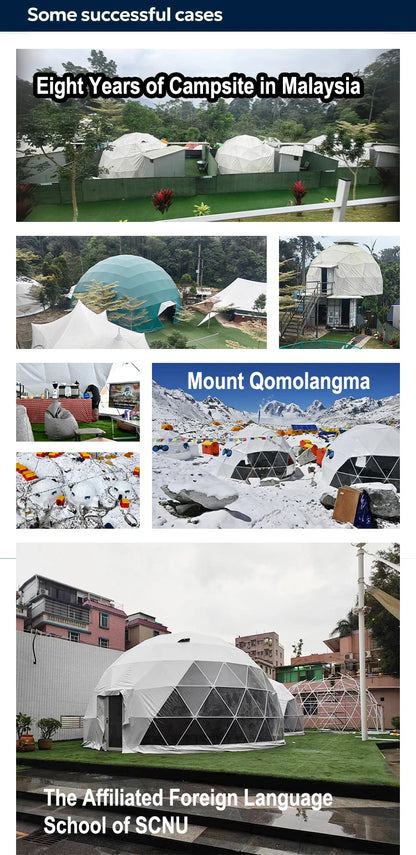 Customize Style Outdoor Glamping Luxury Hotel Tent Multi Color PVC Material Waterproof Geodesic Dome Tent for Family Camping