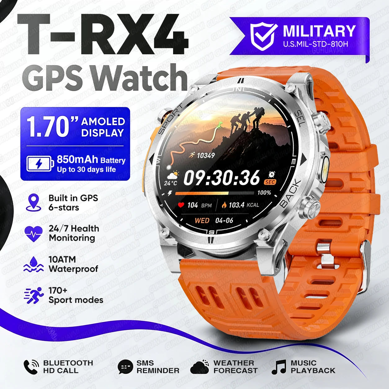 2026 New Military T-RX4 Ultra GPS Smart Watch Men 10ATM Waterproof Compass Flashlight Bluetooth Call Sports tracker Smartwatch