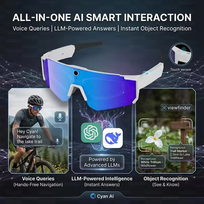 Outdoors Cycling AI Smart Glasses with Camera 1200P Video Recording Anti-Shake Shooting AI  Voice Translation Windproof Goggles
