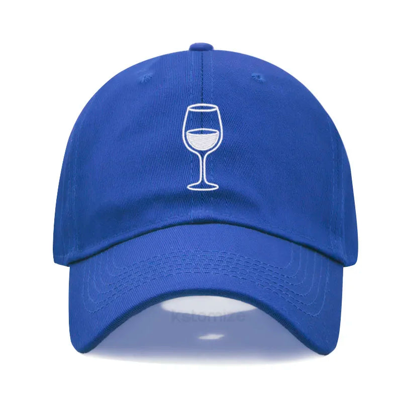 Wine Glass Embroidery Baseball Cap For Men Women Soft Cotton Adjustable Dad Hat Unisex Casual Sport Visor Golf Caps