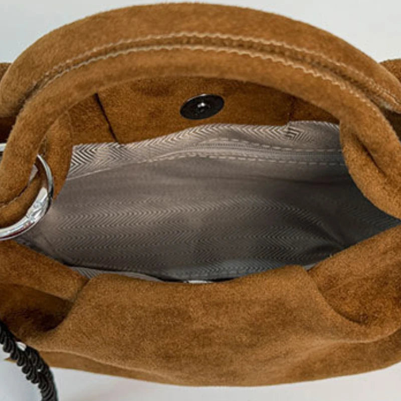 Small Suede Fashion Leather Shoulder Bags for Women 2025 Luxury Designer Brand Trend Crossbody Bag Females Short Handle Handbags