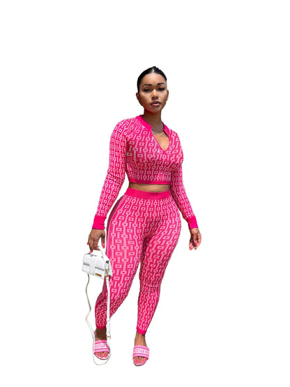 Pant Set Women Two Piece Sets V Neck Full Sleeve Sexy Tops Print Long Pants Elastic Waist Y2k Streetwear Elegant Sheath Slim Fit