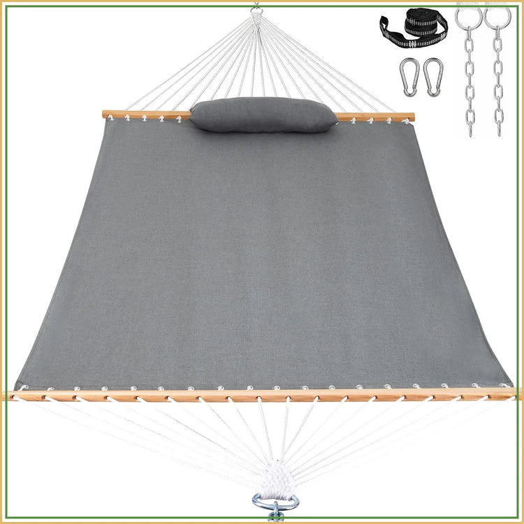 12 FT Double Outdoor Hammock with Sunbrella Fabric, Fade Resistant for Patio & Garden