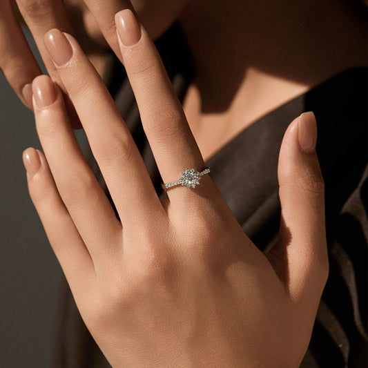 MODIAN D Color Moissanite Luxury Halo Rings 925 Sterling Silver Sparkling Wedding Engagement Rings For Women Fine Jewelry