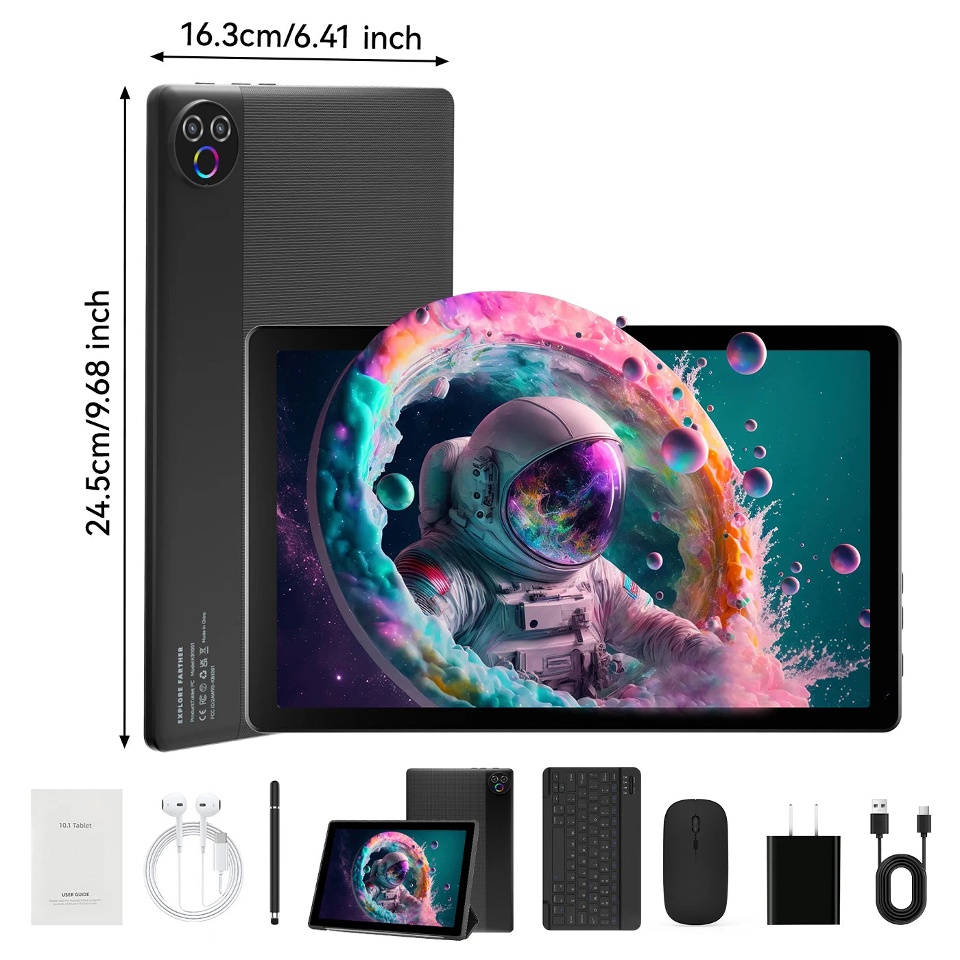 URAO 10 Inch Android 15 OS GMS Certified Tablets 1.8GHz 20GB RAM 64GB ROM 1TB Expandable HD IPS Touch Screen Dual Camera PC PAD