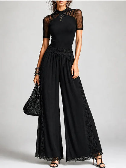 Solid Color Women Jumpsuits For Summer Autumn Short Sleeve Loose Fashion Streetwear Overalls Wide Leg Pants Trousers 2026