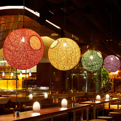 Nordic Hand-woven Rattan Pendant Lights Ceiling Chandelier Modern Hanging Lamps Restaurant Living Room Kitchen Lighting Fixtures