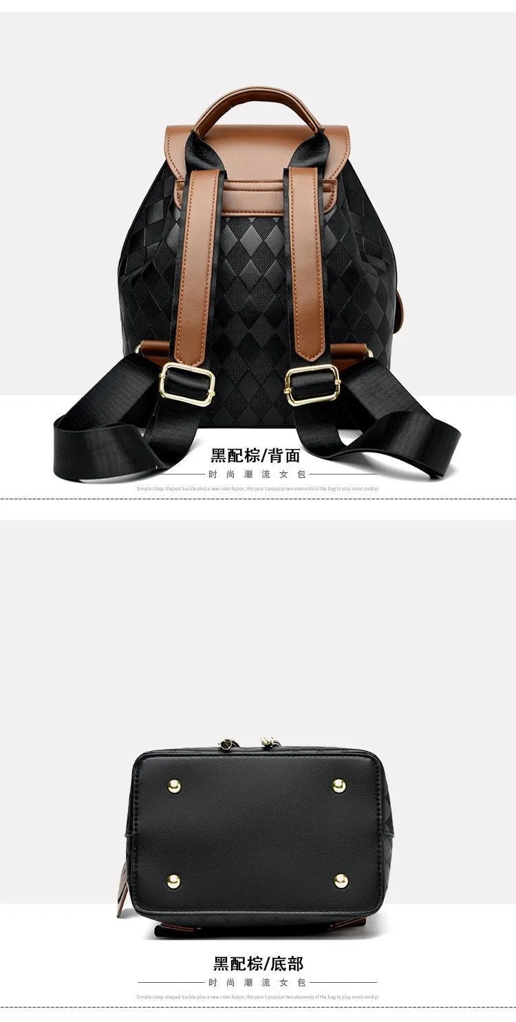 Women Backpack Soft Pu Leather Black Casual Multifunctional College Bag Capacity Shoulder Bag Trave Handle Bag