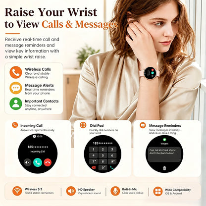 2026 durable women's new smartwatch with 1.32-inch AMOLED screen, language assistant, sports and health functions, women's watch