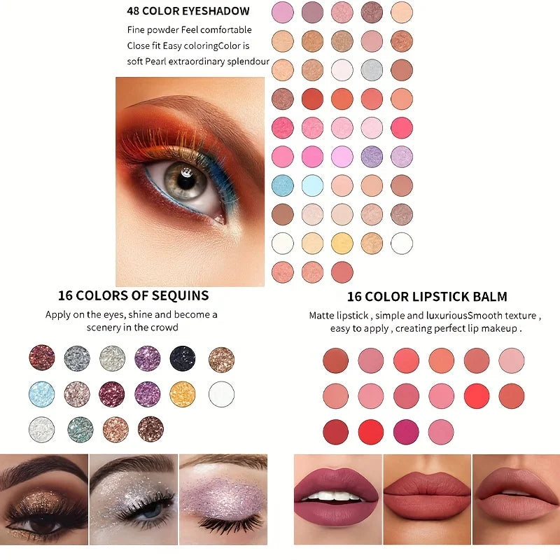 110 Color All-in-One Makeup Palette Gift Set Include Eyeshadow Glitter Lipstick Concealer Blush Eyeliner Highlighter With Mirror