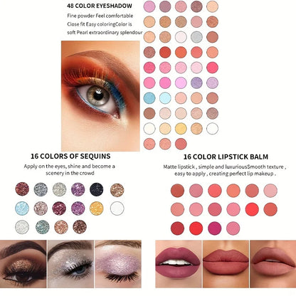 110 Color All-in-One Makeup Palette Gift Set Include Eyeshadow Glitter Lipstick Concealer Blush Eyeliner Highlighter With Mirror