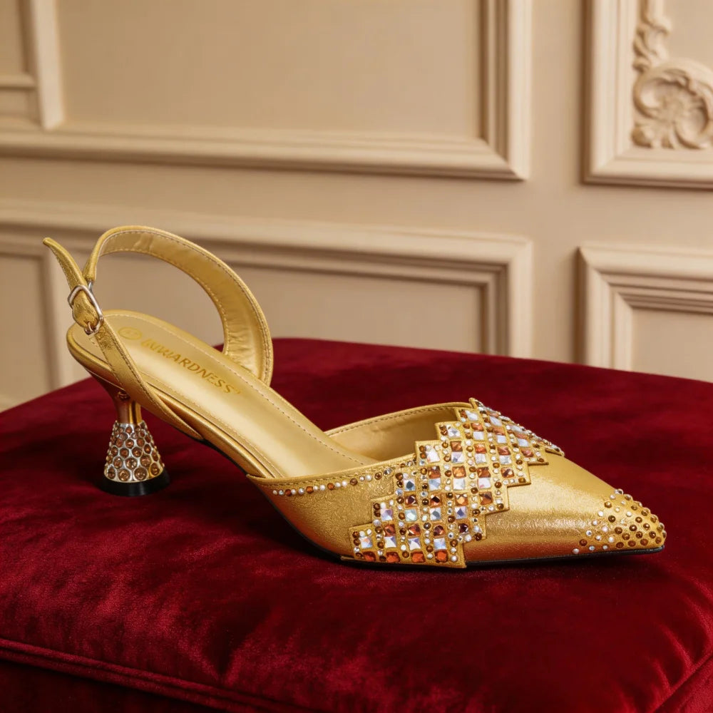 New Arrival Women Shoes and Bags To Match Set Nigeria Party African Matching Shoes and Bags Decorated with Rhinestone