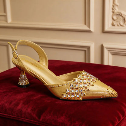 New Arrival Women Shoes and Bags To Match Set Nigeria Party African Matching Shoes and Bags Decorated with Rhinestone