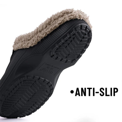 Smile Winter Fuzzy Slippers for Women Men Indoor Outdoor Fur Lined Clogs Waterproof Warm House Slippers Garden Clogs Light Shoes