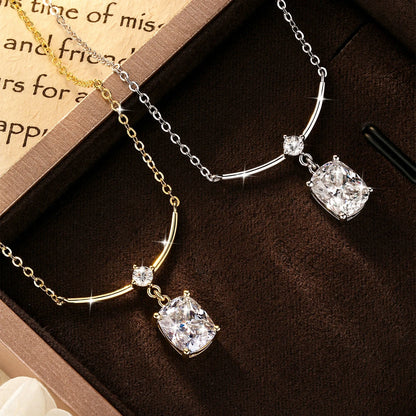 OXTAO Certified  7x9mm Moissanite Pendant Necklace 3mm D VVS1 for Women Sweet Smile Necklace Wedding Jewelry 14K Gold Filled