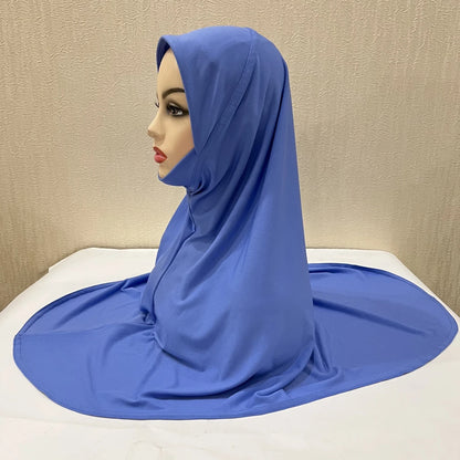 H124 Adults high quality big size muslim hijab scarf with chin part islamic headscarf hats armia pull on headwrap turban caps