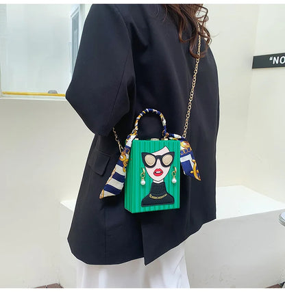 Evening Bags for Women 2023 New Fashionable Leather Shoulder Bag Woman Hard High Quality Hip Hop Party Luxury Designer Handbag
