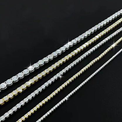 New Moissanite Tennis Necklace 3/4/5/6mm for Women Luxury 925 Sterling Silver Wedding Jewelry Simulated Diamond Pendant Gifts