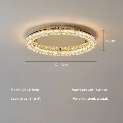 Modern Luxury Led Dimmable Chandelier Foyer Crystal Ceiling Lights Lustre Indoor Light Lamparas Round Steel Led Luminarias