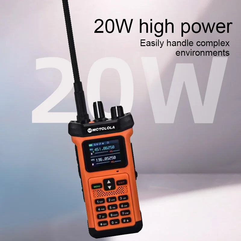 MOTOLOLA 1PCS 20W High Power Outdoor Intercom VHF UHF Dual Frequency Amateur Radio Flashlight High Charge Handheld Walkie Talkie
