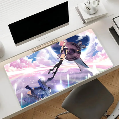 Anime Mouse Pad Gamer XXL Keyboard Table Mat Short Pink Hair White Bow Anime Girl Multi Scene Office Gaming Home Desk Mat