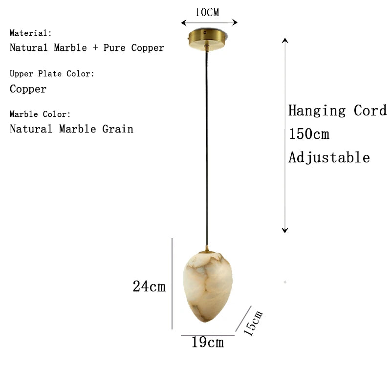 Natural Marble Art Pendant Lights Stone Lustre Copper LED Indoor Room Hanging Lamps For Ceiling Hall Stair Luxury Home Decor