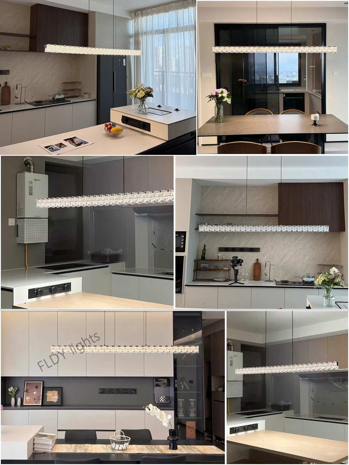 Modern island dining table pendant lights Italian light luxury long strip dining room island bar chandelier Kitchen pendant lamp