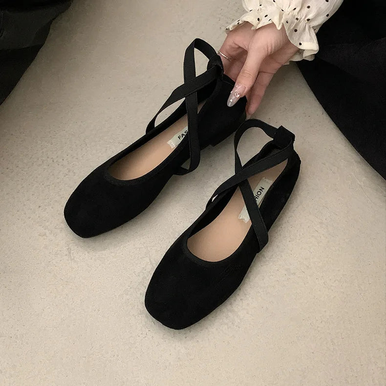 Ladies Ballet Shallow Flat Shoes Women's Retro Mary Jane Shoes Luxury Soft Sole Shoe Women Cross Strap Flats Zapatos Mujer 2025