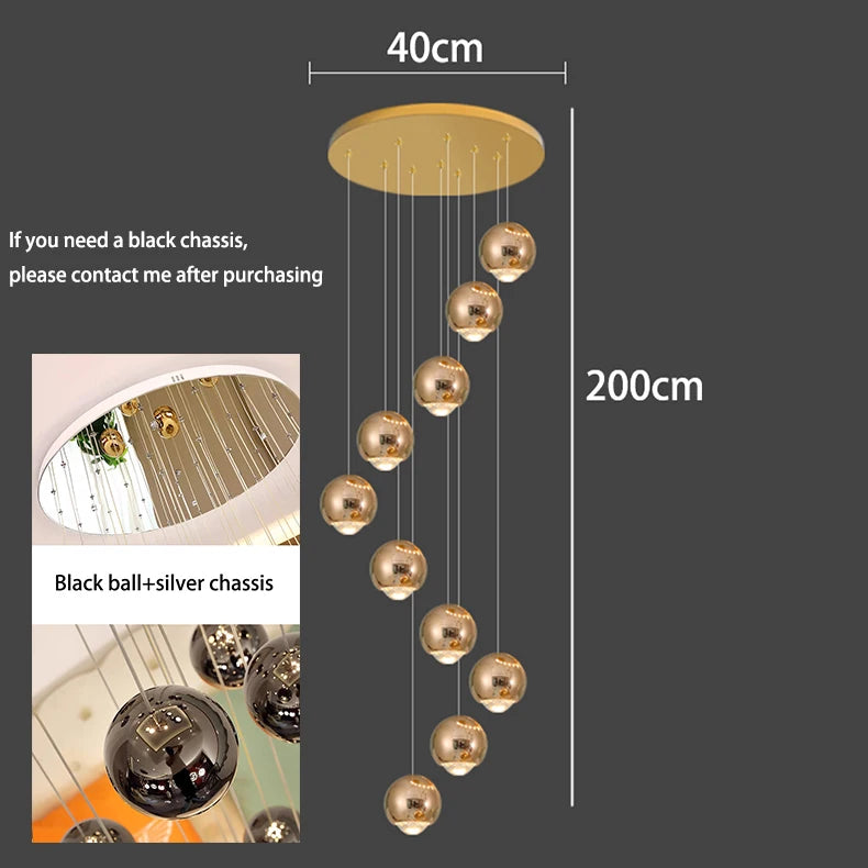 Modern Home Decor LED Lights Pendant Light Lamps for Staircase Chandeliers for Living Room Hanging Light Indoor Lighting