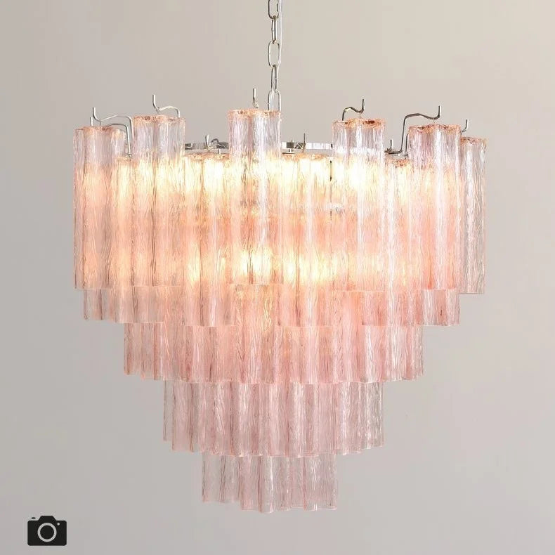 Designer Murano Ceiling Chandeliers Pink Colorful Glass LED Hanging Pendant Lights for Living Dining Room Bar Villa Art Lighting