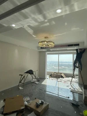 LED Postmodern Golden Chrome Silver Round Oval Crystal Chandelier Lighting Suspension Luminaire Lampen For Dinning Room