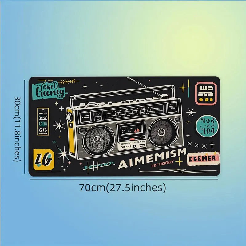 Retro Cassette Desk Pad Large Thick Rubber Mouse Pad Vintage Art Style for Home Office Music Lovers Gift