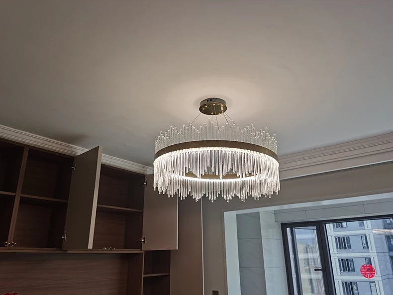 Modern Luxury Crystal Ceiling Chandelier Stainless Steel Living Room Lights Home Decor Dining Room Pendant Lamp Interior Bedroom