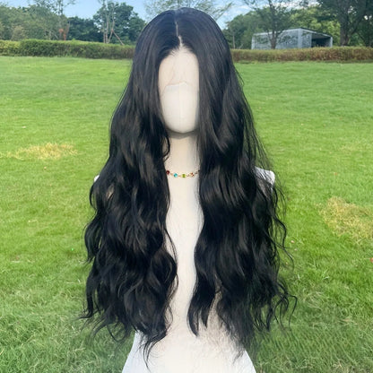 Black Wig Synthetic 13X4 Lace Front Wig Long Loose Wave Lace Front Synthetic Wig Heat Resistant Fiber Hair