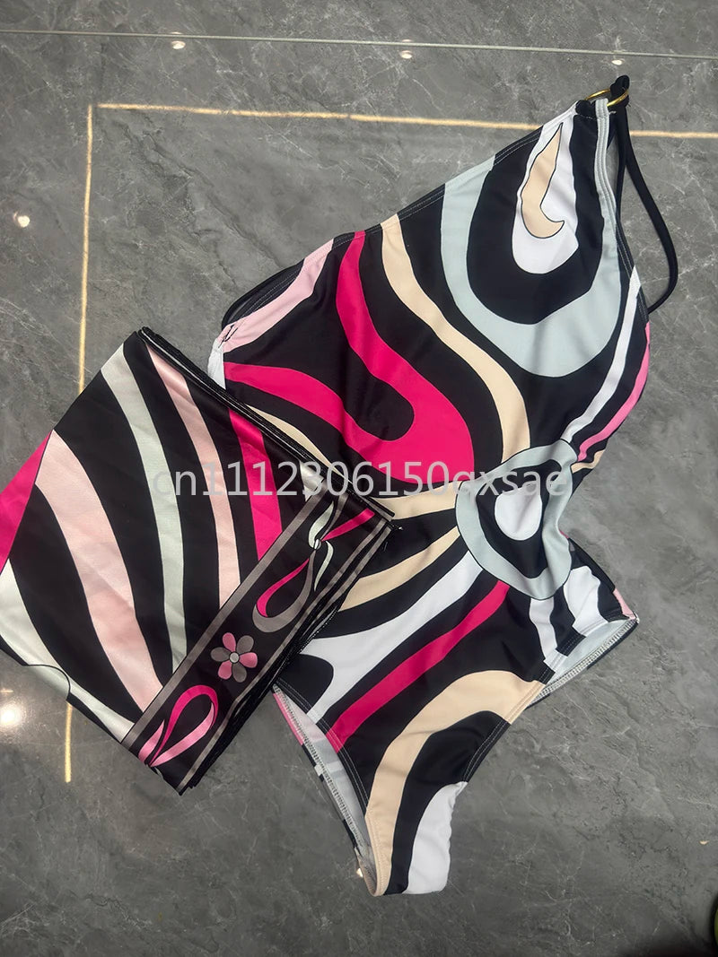 Classic Design Women's Headband Swimsuits with Letter Signature Logo Designer Brand Lady Sexy Scarf Swimsuits Beachwear