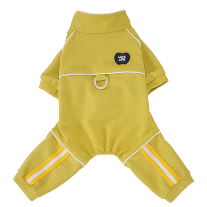 Breathable Cotton Dog Jumpsuit, Striped Puppy Tracksuit with D-Ring, Soft Pet Pajamas for Small Dogs 2026 New Chihuahua Apparel