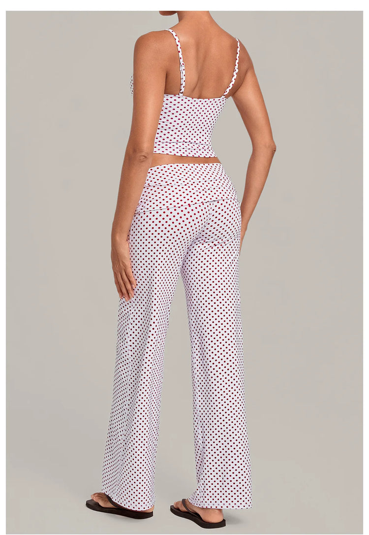 2PCS Stripes And Polka Dots Yoga Suit Women Tracksuits Sports Outfits Gym Clothes Breathable Sports Bra Fitness Flared Pants Set