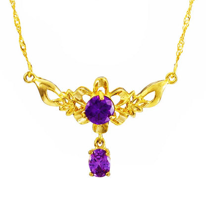 Luxury 24K 9999 Pure Gold real gold Women's necklace with moissanite sunflower pendant