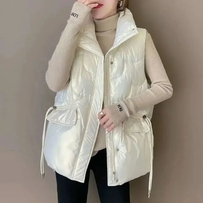 Down Waistcoat Woman Half Quilted Loose Short Winter Clothing Puffer Vest for Women Casual New Outerwear Insulated Coats on Sale