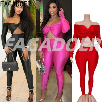 FAGADOER Sexy Hollow Out Bodycon Jumpsuit Woman Solid Color Off Showlder Backless Rompers Female Streetwear Overalls 2025 New