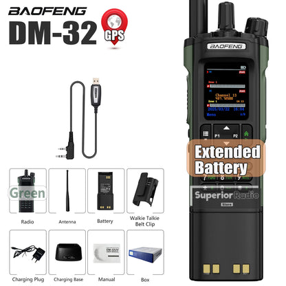 Baofeng DM-32 DMR Digital Walkie Talkie Upgraded Extended Battery High Capacity GPS APRS Dual Mode Analog Dual Time Slot  AM FM