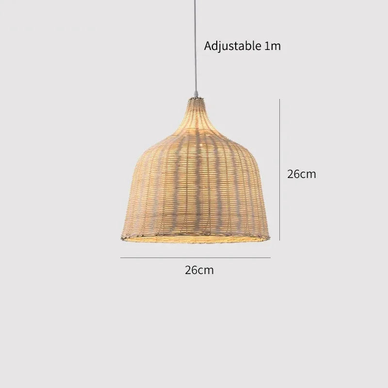 JOYINLED 26/30/35/45cm Natural Bamboo Handmade Pendant Lights Boho Rustic Ceiling Pendant Lamp Farmhouse Southeast Asian E26 E27