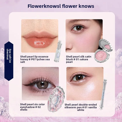 Flowerknows Gift Box Makeup Set Little Angel Full Box Lip Glaze Blusher Shell Jewelry Flower Know Birthday Gift Kit