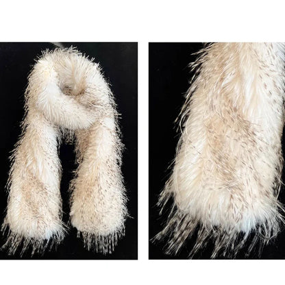 faux mink fur scarf winter  neck warmer long Big  fur collar round scarf for woman shawls  Y2K Anime