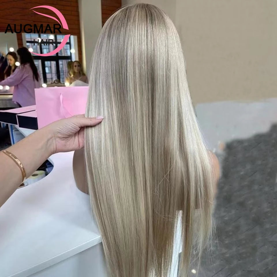13x6 Ash Blonde Straight Lace Front Wigs For Women Human Hair 360 Lace Frontal Wig 13x4 HD Brown Highlight Wig Human Hair Wigs