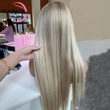 13x6 Ash Blonde Straight Lace Front Wigs For Women Human Hair 360 Lace Frontal Wig 13x4 HD Brown Highlight Wig Human Hair Wigs