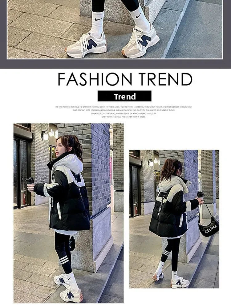 Elegant Thickened Oversized Women's down Jacket Fashionable Outerwear Parka Style Winter Coat Korean Style Straight Cut Cotton