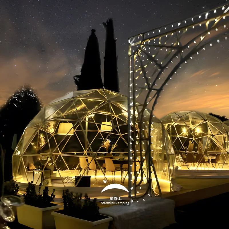 Factory-Price 3.6m Outdoor Garden Clear Geodesic Dome Igloo Tent Aluminum Steel Frame PVC Wedding Party Event Exhibition-5m 6m
