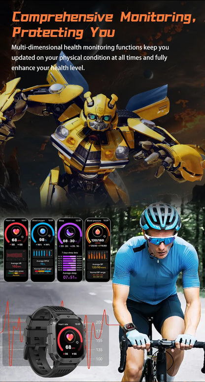 New Custom Co branded Men Transformers Smart Watch Outdoor 100mAh Battery GPS Flashlight BT Call Waterproof Sports Smartwatches