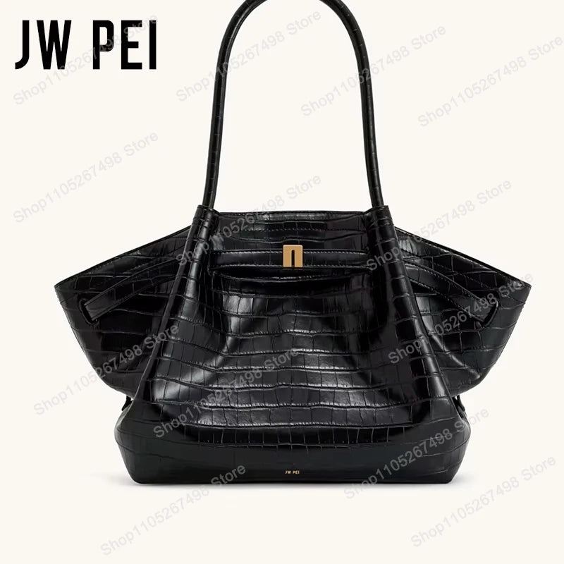 JW PEI Hana Quiet Luxury Trapeze Tote Bag Pebbled Vegan Leather Top-Handle Handbag Premium Women Shoulder Bag Fashion Messenger Purse 2026